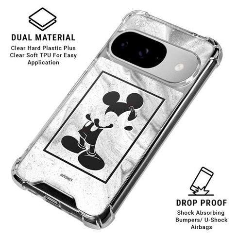 Disney Mickey Mouse Shape on Marble Google Pixel 10 Clear Case